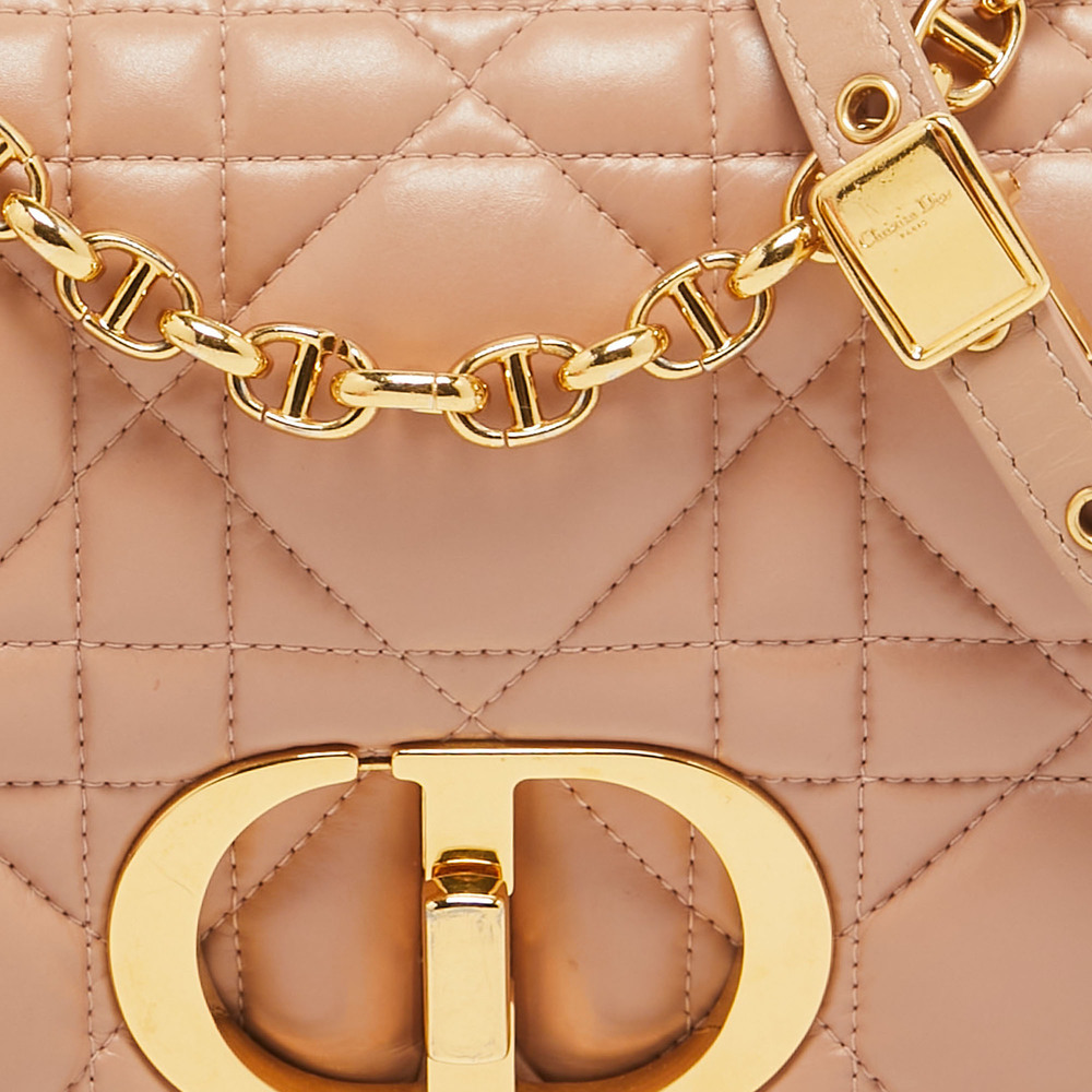 DIOR Beige Quilted Leather Medium Caro Shoulder Bag - Picture 5 of 8